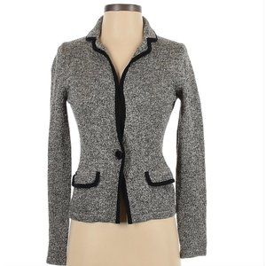 Banana Republic - Metallic Silver Cardigan Blazer with Black Piping - Sz. XSP